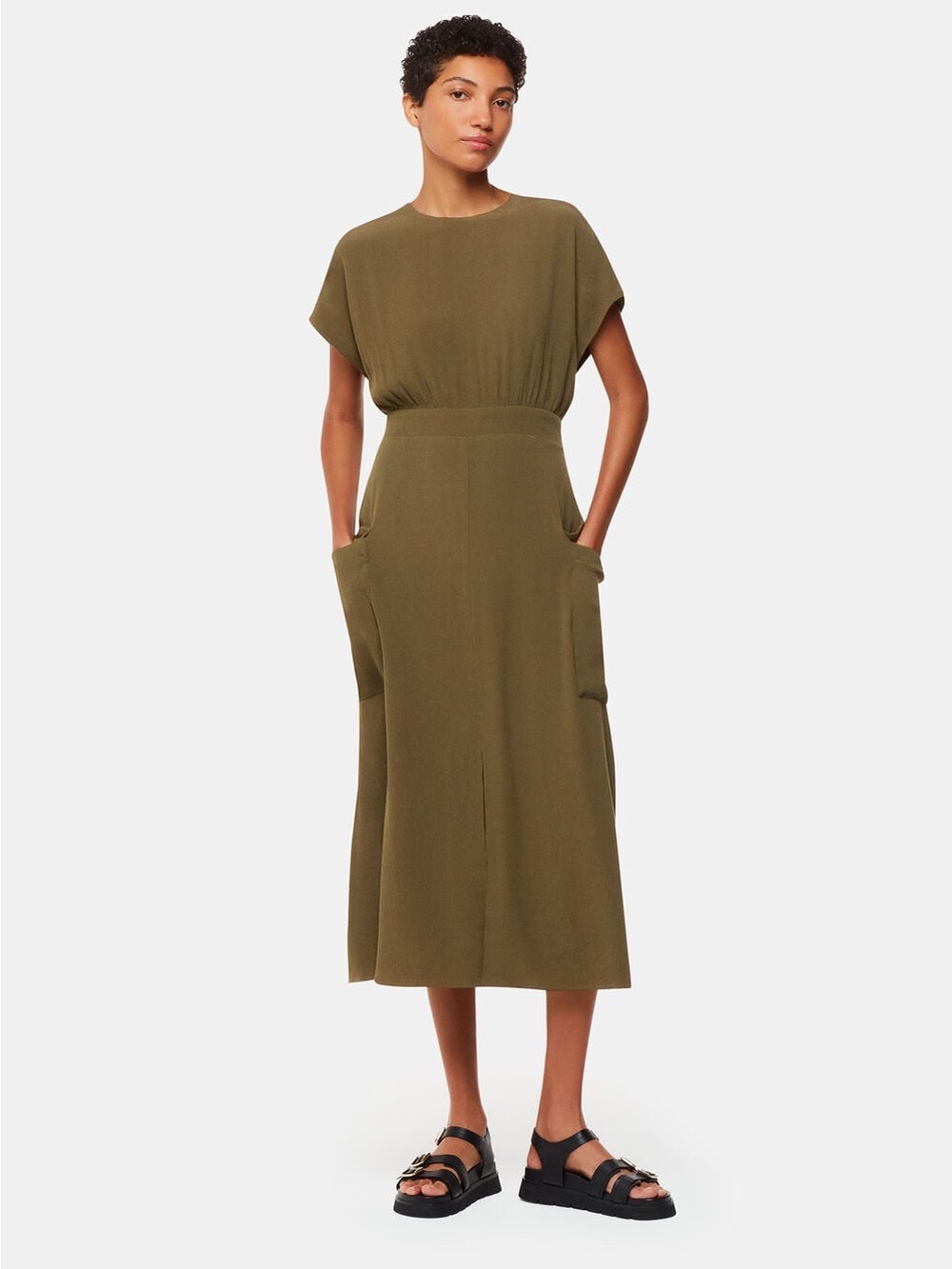 Whistles Khaki Cargo Pocket Midi Dress Minimalist
Utility Size 8